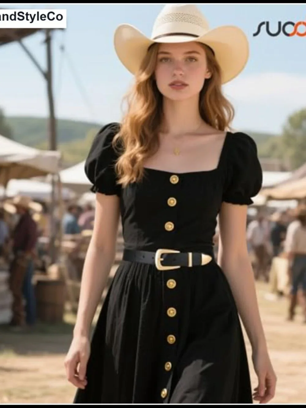 Faux Leather Western Belt with Gold Buckle for Jeans & Dresses